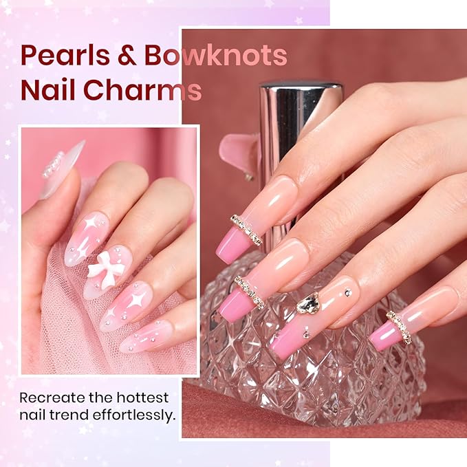 Beetles Jelly Gel Nail Polish Set, 25PCS 20 Colors Sheer Neutral Nude Pink Glitter Milky White Gel Nail Kit Soak Off UV with Base Glossy Matte Top Coat Pearls Rhinestones Nail Charms Gift for Women