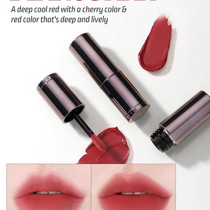 HEVVYMAKEUP Blurring Effect Lip Tint - Airy Velvet Matte Lips - Vegan, Longwear, Vibrant, Buildable Creamy Soft Texture - Korean Lip Makeup, Dear Sorbet, 0.13 fl.oz.