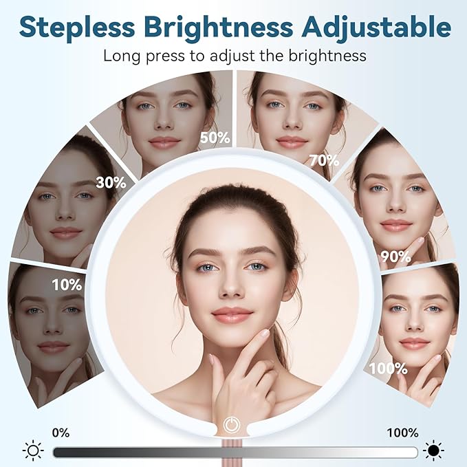 Vanity Mirror with Lights with 4K Ultra-Clear Clarity, Long-Press Touch Brightness Control, 3-Speed Brightness, and Multi-Angle Design – Perfect for Makeup & Grooming (White)