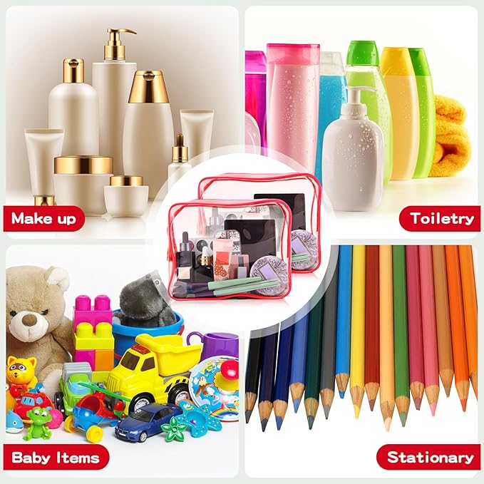 Weewooday 12 Pieces Clear Makeup Bags Cosmetic Storage Bags PVC Zipper Pouches Travel Waterproof Makeup Plastic Case for Women Organizing Toiletries Traveling Bathroom