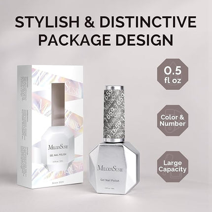 MelodySusie Sliver Glitter Gel Nail Polish,0.5fl oz Soak Off UV LED Sliver Sparkle Glitter Gel Polish Gift for Women Nail Art Manicure Salon DIY Nail Design Decoration at Home-1659