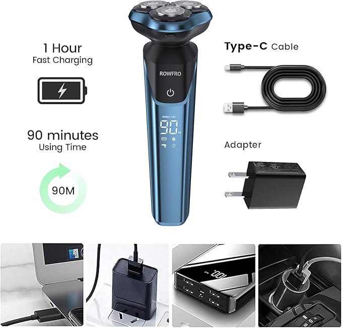 Electric Razors for Women, Facial Hair Removal, Bikini Trimmer, Rechargeable Womens Electric Shaver for Legs, Face, Lips Hairs, Wet and Dry Shaving, Fast Charging by Type-C, LED Display