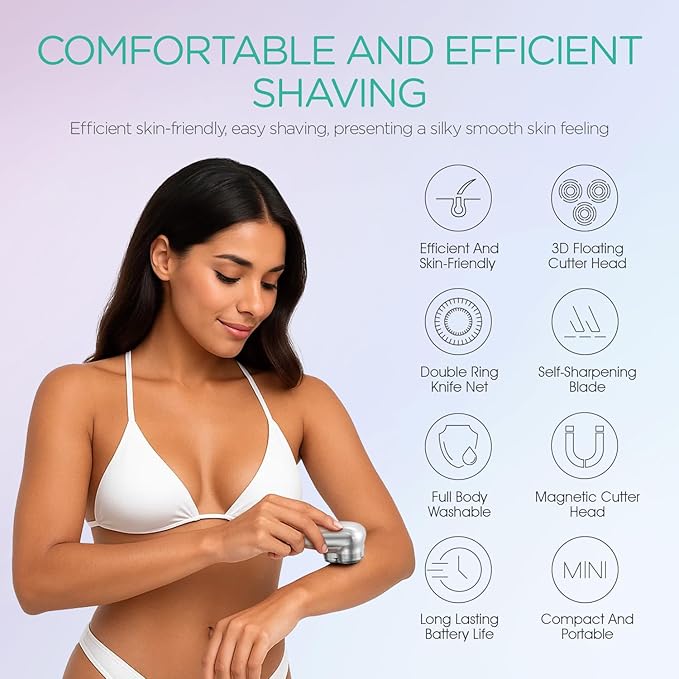 VOYOR Electric Razors for Women 3D Floating Blade Shaver for Women, Electric Shaver for Legs Bikini and Body Facial Hair Remover Women's Shavers Waterproof Women's Grooming ES310 (Gold)