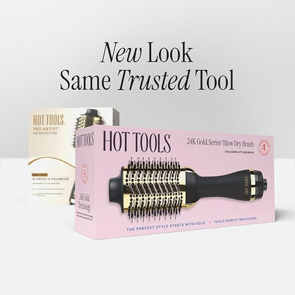 HOT TOOLS 24K Gold Blow Dryer Brush - Hot Air Brush for Salon-Worthy Volume in One Step - Volumizer with 24K Gold Technology for Fast Styling & Long-Lasting Results