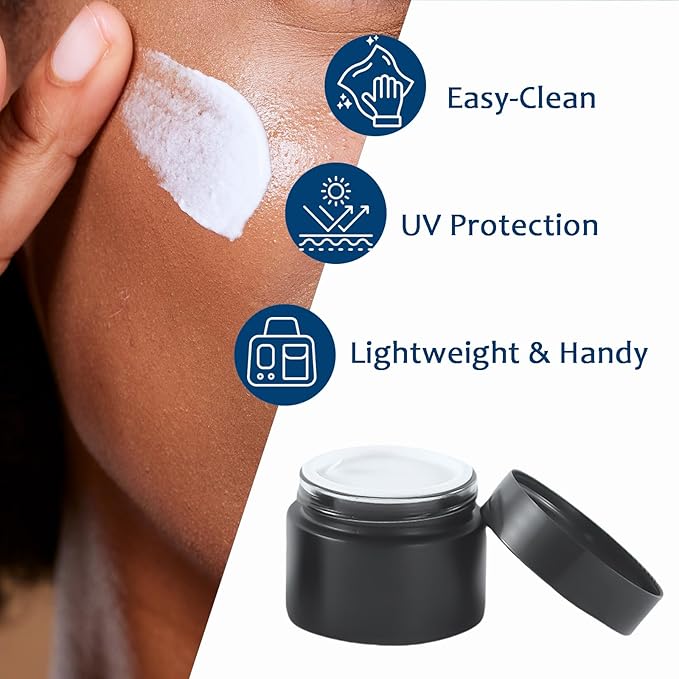 2Oz Small Glass Jars with Lids, 30Pack Lotion Container, Cosmetic Containers, Little Travel Jars for Creams with Mini Spoon, Black Label (Matte Black)