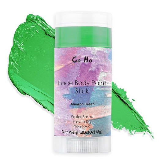 Go Ho Water Based Amazon Green Face Body Paint Stick,Non-Toxic Face Painting,Easy-to-use Facepaint for Halloween Costumes Cosplay SFX Hulk Gamora Witch Makeup,0.63oz