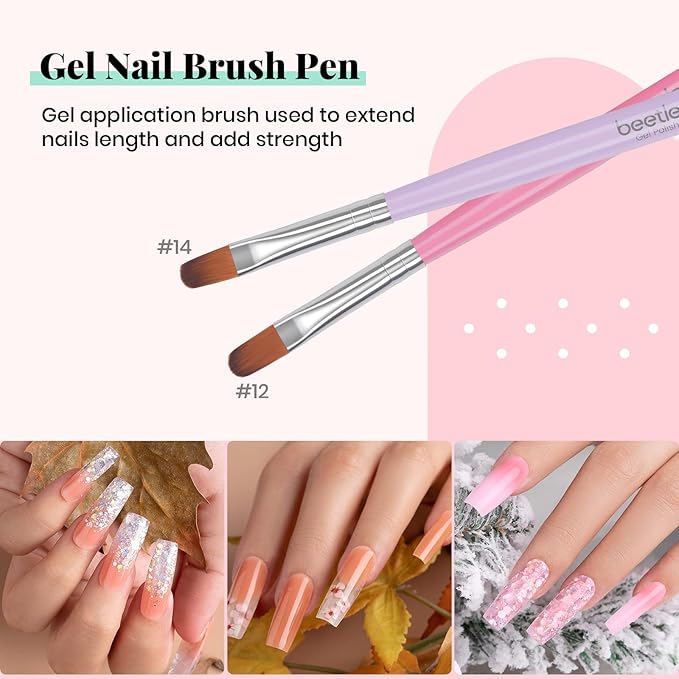 Beetles Gel Nail Brush, 7Pcs Nail Art Brushes, Nail Art Tips Nail Brushes for Nail Art Nail Painting Brush Pen Set for Home and Salon Use Decoration