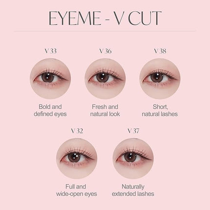 EYEME Cutting Eyelash NO.V36 – 5 Set Pack, Flexible Wispy Cluster Lashes for a Soft & Natural Look, Short Front Design for a Subtle & Innocent Eye Effect, Customizable & Comfortable Fit, K-Beauty