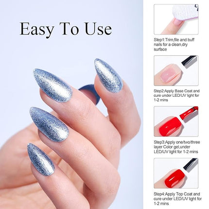 Imtiti Royal Blue Gel Nail Polish, 1 Pcs 15ml Platinum Glitter Color Soak Off LED Long-Lasting Nail Gel Polish Nail Art Starter Manicure Salon DIY at Home, 0.5 Fluid Ounces