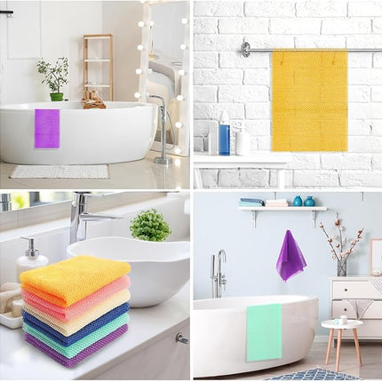 UJFQBH 6 Pieces African Net Sponge Long Bath Sponge Exfoliating Shower Body Scrubber for Daily Use, Terrific for Smoother Skin - Back Scrubber for a Refreshing Experience (Purple - Orange)