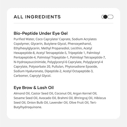 Cureskin Eye Care Combo | Lash & Brow Oil + Peptide Under Eye Gel | Dark Circle Cream & Lash Growth Serum for Men & Women