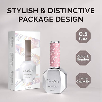 MelodySusie 0.5fl oz Peachy Pink Gel Nail Polish, Nails Soak Off UV LED Baby Pink Gel Polish Gift for Women Nail Art Manicure Salon DIY Nail Design Decoration at Home-A2606