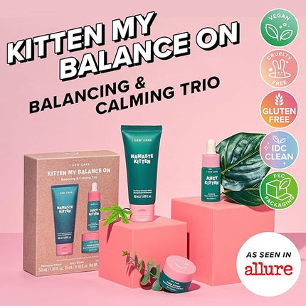 I DEW CARE Blemish Heartleaf Skincare Set - Kitten My Balance On | Foam Cleanser & Wash-off Mask & Serum, Gentle Skincare, Soothe & Balance, Stocking Stuffers, Gift For Girls, Teen Girls Skin Care Kit
