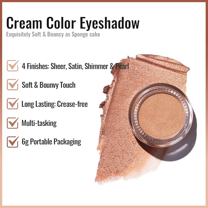 Oulac Cream Eyeshadow also for Highlighter Large Capacity Highly Pigmented Eye Shadow Waterproof &Long Lasting with Moisturizing Formula, Shimmer Glitter Eye Makeup Set 1