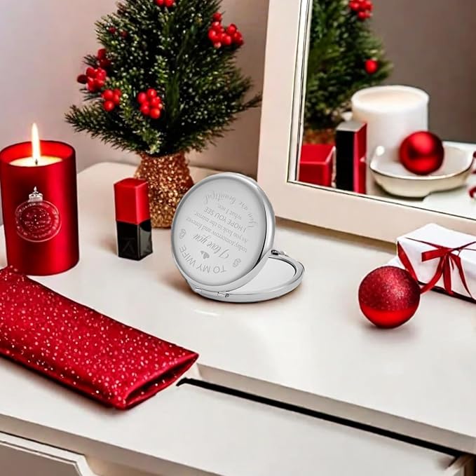 Valentines Day Mirror Gifts for Her Wife, Gift for Wife from Husband to My Wife Compact Mirror, Romantic Gifts for Wife Birthday, Wedding Anniversary, Valentine's Day, Mother's Day