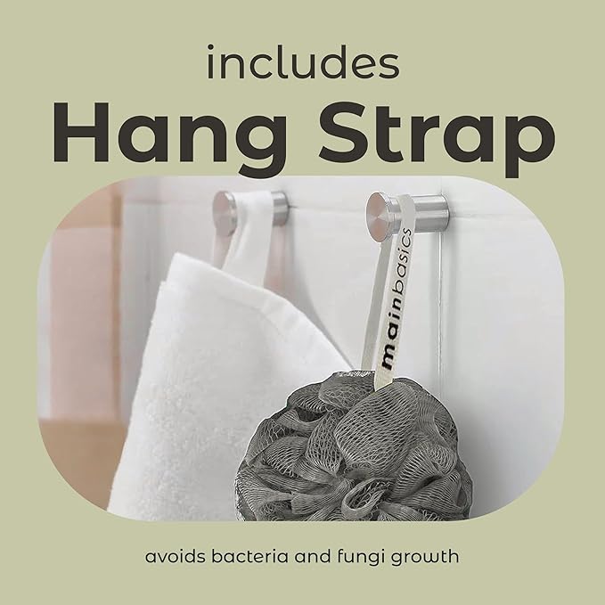 MainBasics Bath Shower Loofah Sponge Pouf Body Scrubber Exfoliator Body Wash Sponge (Set of 3, Earthy Love)