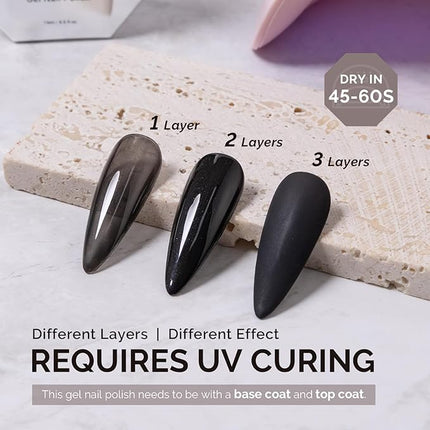 MelodySusie Black Gel Nail Polish, 0.5fl oz Nails Soak Off UV LED Black Shimmer Gel Polish Gift for Women Nail Art Manicure Salon DIY Nail Design Decoration at Home-1760