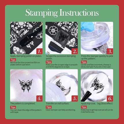 Born Pretty Nail Stamping Polish, Fingernail Stamp Polish Set Manicure Print Nail Polish for Plates 12 Colors Bulk Gift Collection 10ml 0.34fl oz Ideal Gifts