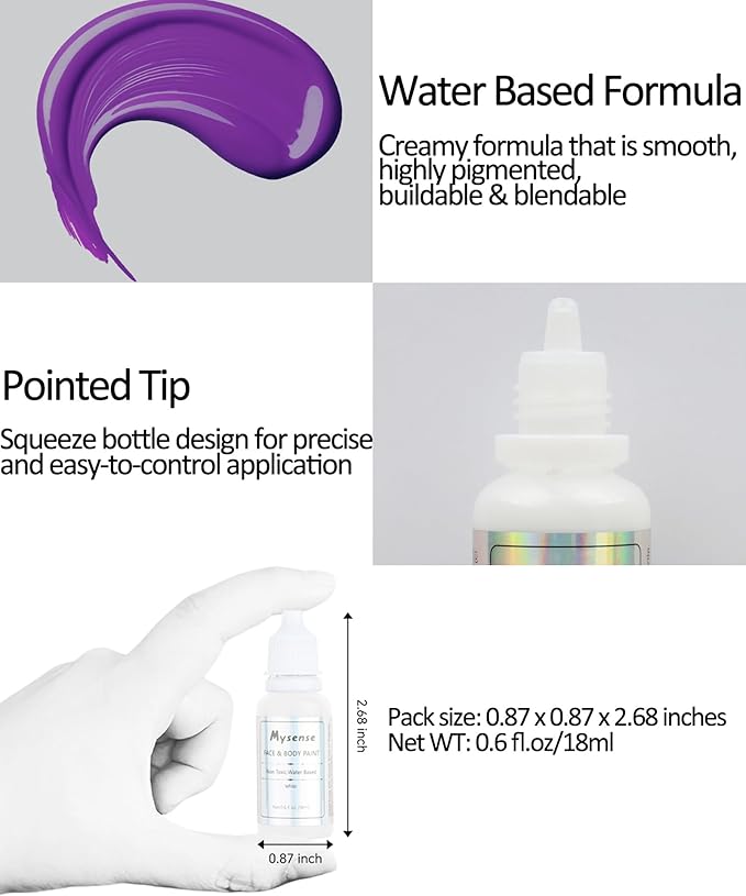Mysense Purple Face Body Paint,Water Based Washable Face Paint,Non-toxic Cream Body Paint for Adults and Children Halloween Costume Cosplay SFX Zombie Vampire Witch Makeup,0.6oz