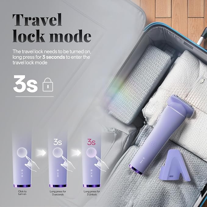 krofaue Women Electric Shaver - Cordless Waterproof Body Foil Shavers, Dry & Wet Electric Razors for Women with LED Display USB Charge Dock Purple