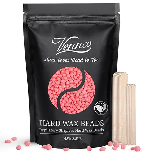 2.5lb Pink Rose Hard Wax Beads for Hair Removal - Gentle Hard Wax for Face, Bikini, and Brazilian Areas - Wax Refill for Full Body Professional Home Waxing