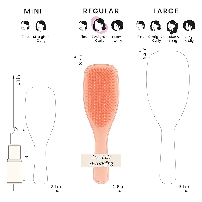 Tangle Teezer Ultimate Detangler Brush for Wet & Dry Hair, Eliminates Knots & Reduces Breakage for All Hair Types, Amazon Exclusive Apricot