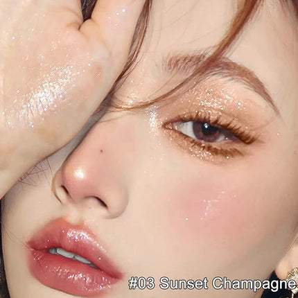 Erinde 4PCS Liquid Glitter Eyeshadow Eyeliner Makeup, Shimmer Metallic Eye Liner, Long Wearing Waterproof, Twinkle Under Eye Shadow, Loose Glue for Crystals Eye Makeup