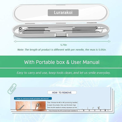 5PCS Blackhead Remover Comedone Extractor, Curved Blackhead Tweezers Kit, Professional Stainless Pimple Acne Blemish Removal Tools Kit for Manual