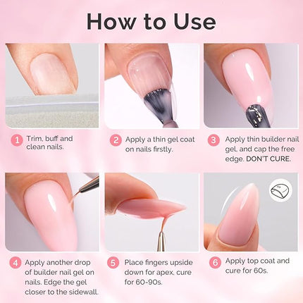 MelodySusie 2PCS 15ML Nude Pink Builder Nail Base Gel for Nails Thickening,Soak Off UV Extension Gel,Rhinestone Glue in a Bottle for Nail Art Design Gift for Women DIY Manicure at Home 104 * 2