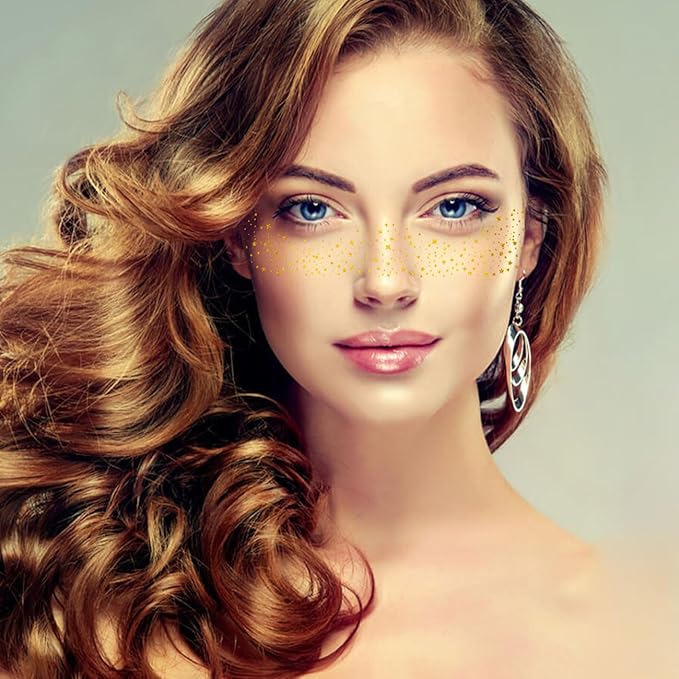 Glitter Freckles Gold Sparkle Freckles Face Tattoo Fake Glitter Freckle Temporary Patches for Women Party Makeup 8 Pcs