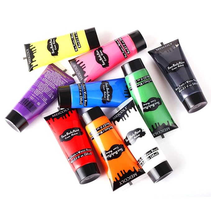 MEICOLY Pink Halloween Face Body Paint, 2.37Oz Large Tube Water Based Non-Toxic Full Body Paint for Adult Children,Highly Pigmented Face Painting for SFX Special Effects Cosplay Makeup