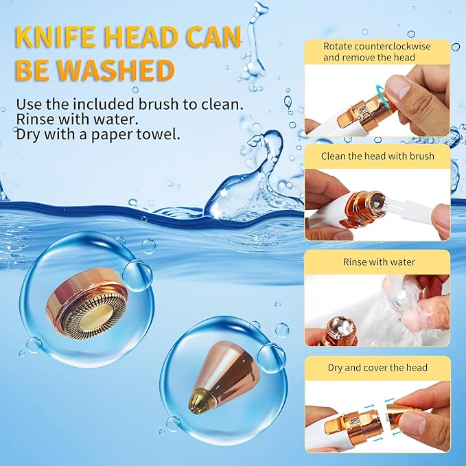 Facial Hair Removal for Women,2 in 1 Electric Hair Removal Device for Chin Upper Lip Peach Fuzz & Rechargeable Eyebrow Trimmer with LED Light for Precise Shaping