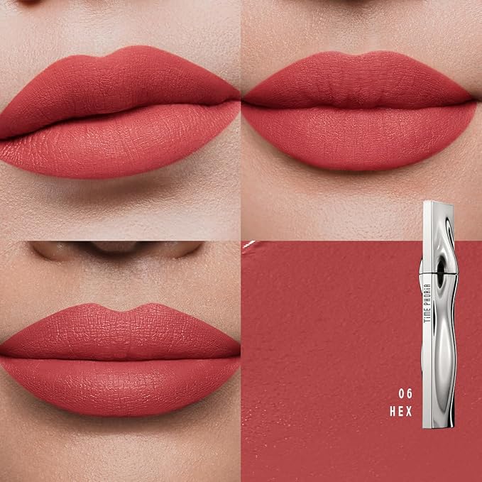 ETERNAL LIP MATTE-Long Lasting Lip Stain, Waterproof and Transferproof Lip Tint, Mask-friendly, Matte Finish Lipstick, Lightweight, High Coverage, Vivid Color (06 HEX)