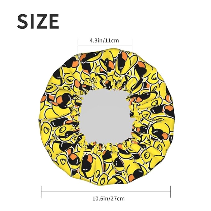 Cute Ducks Shower Cap For Women Reusable Waterproof Double Layers Bath Cap Hair Protection Elastic Ladies Spa Salon Shower Hat
