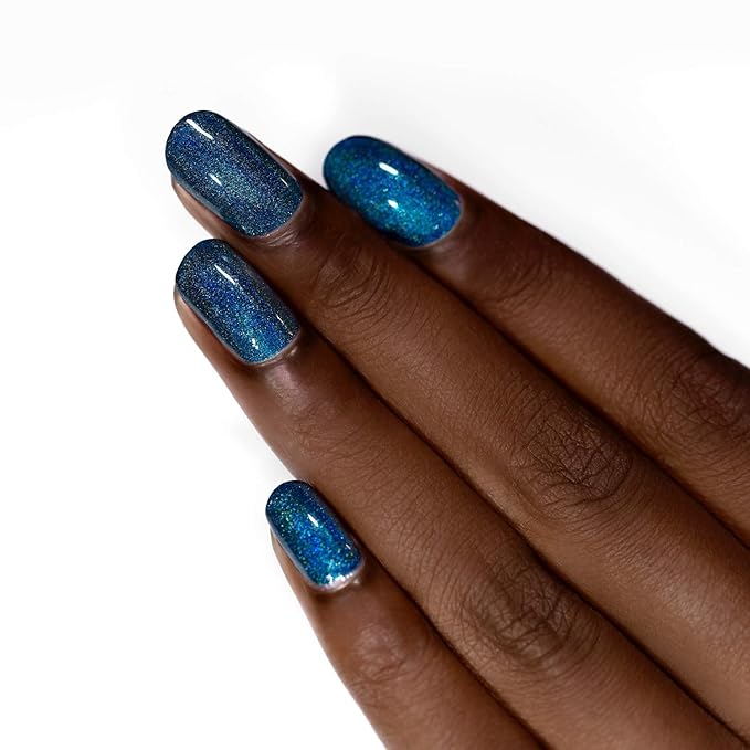 ILNP Isabella - Petrol Blue Holographic Nail Polish, Chip Resistant, Non-Toxic, Vegan, Cruelty Free