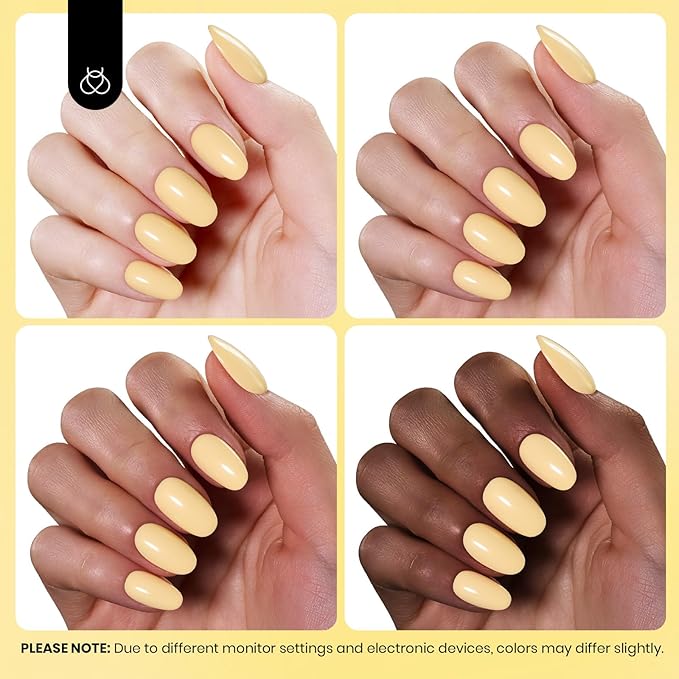 Beetles Pastel Yellow Gel Nail Polish, 15ML Hema Free Light Yellow Gel Polish Butter Time All Season Nails Soak Off UV Colorful Bottle Nail Art Manicure Gift for Women