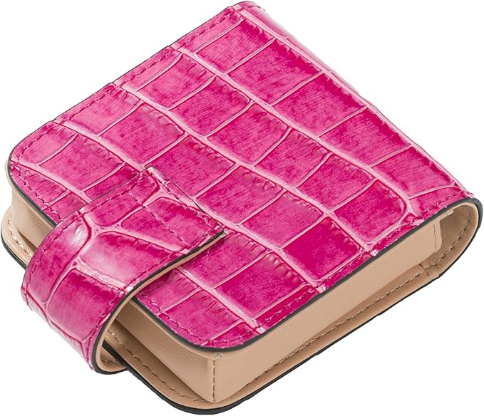 Cockatoo Leather Lipstick Case with Mirror Makeup Holder Portable Small Cosmetic Bag for Women More Colors