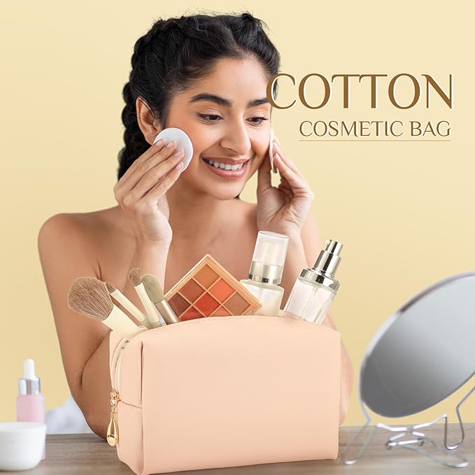 Cunno 50 Pcs Makeup Bag Bulk PU Leather DIY Cosmetic Plain Preppy Makeup Pouch Portable Waterproof Toiletry Bags for Women Travel Pencil Case Cosmetic Organizer (Multicolor)