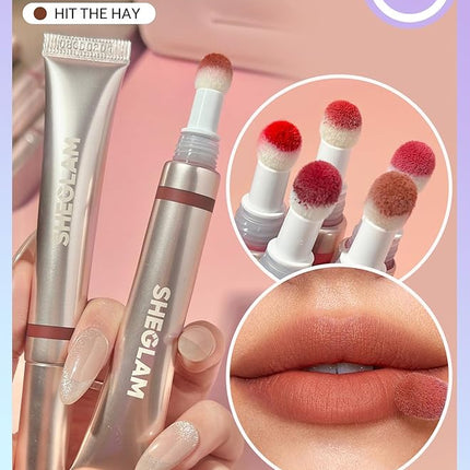 SHEGLAM Pout Pillow Cushion Lip Gloss Moisturizing Liquid Lipstick High Shine Finish Sponge Tip Applicator Non-Sticky Lip Glaze Party -Hit The Hay