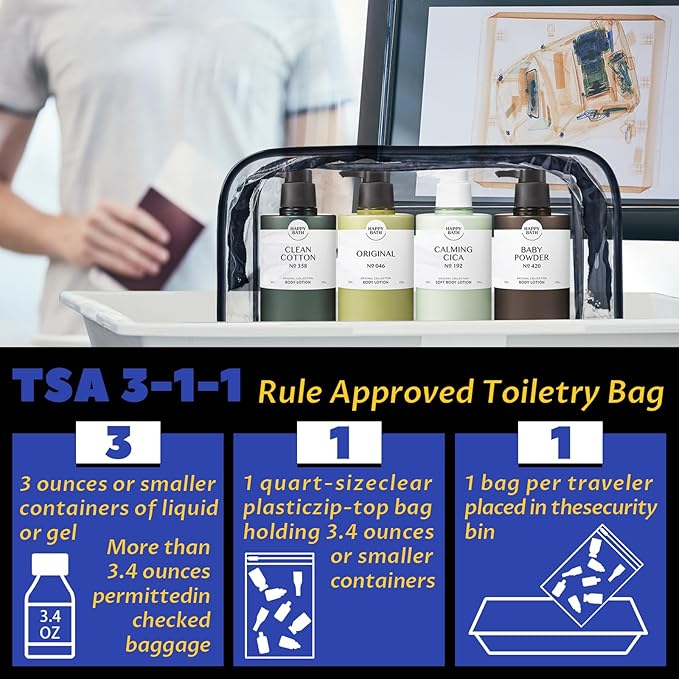 16 Pieces Clear Makeup Bags Bulk, TSA Approved Toiletry Bag for Travel, PVC Waterproof Travel Pouches Clear Pouch with Zipper for Men and Women Carry-on Travel Essentials Cosmetic Bags (Black-M)