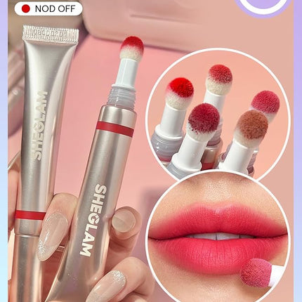 SHEGLAM Pout Pillow Cushion Lip Gloss Moisturizing Liquid Lipstick High Shine Finish Sponge Tip Applicator Non-Sticky Lip Glaze Party -Nod Off