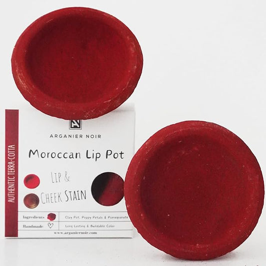Aker Fassi Moroccan Lip and cheek Clay Pot Red Buildable Tint Color.