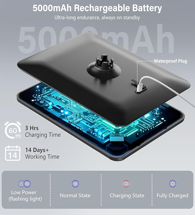 Shinowa Heated Shower Mirror Fogless for Shaving, 360° Adjustable Lighted Shower Mirror with 3 Color Modes, Rechargeable Anti Fog Shower Shaving Mirror with Large Storage Tray & Razor Holder, Black