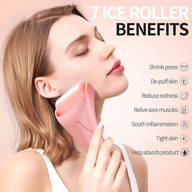 Teenitor Pink Ice Roller for Face, Ice Face Roller, Eye Roller for Puffy Eyes, Facial Roller Spa Self Care Tools for Women