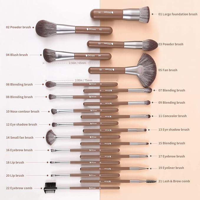 DUcare Makeup Brushes Professional with Bag 22Pcs Makeup Brush Set Premium Synthetic Kabuki Foundation Blending Brush Face Powder Blush Concealers Eye Shadows with Case