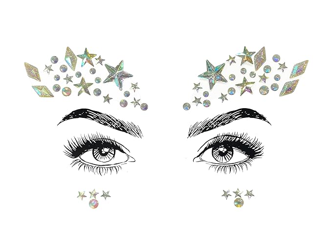 8 Pcs Gemstone Face Stickers for Music Festival Holiday Party, Rhinestone Face Jewels for Halloween Christmas, Face Gems Glitter Sticker Temporary Tattoo for Birthday Carnival