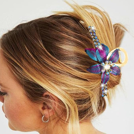CAKURE Flower Claw Clip Sparkly Hair Claw Clip Fancy Hair Accessoreis for Women