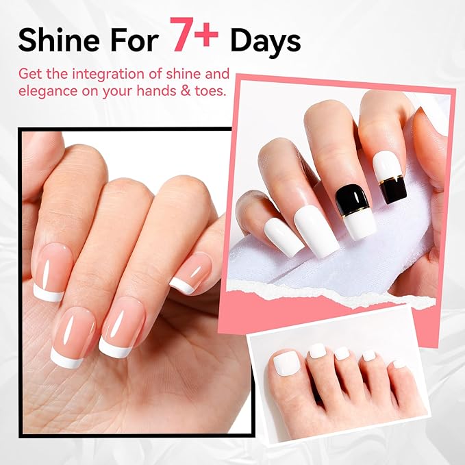 White Nail Polish French Nail Art | Quick Dry Regular Nail Polish | 9-Free Vegan Rich in Castor Oil | Classic Snowy Toe Fingernail Polish DIY at Home Gift for Girls Woman