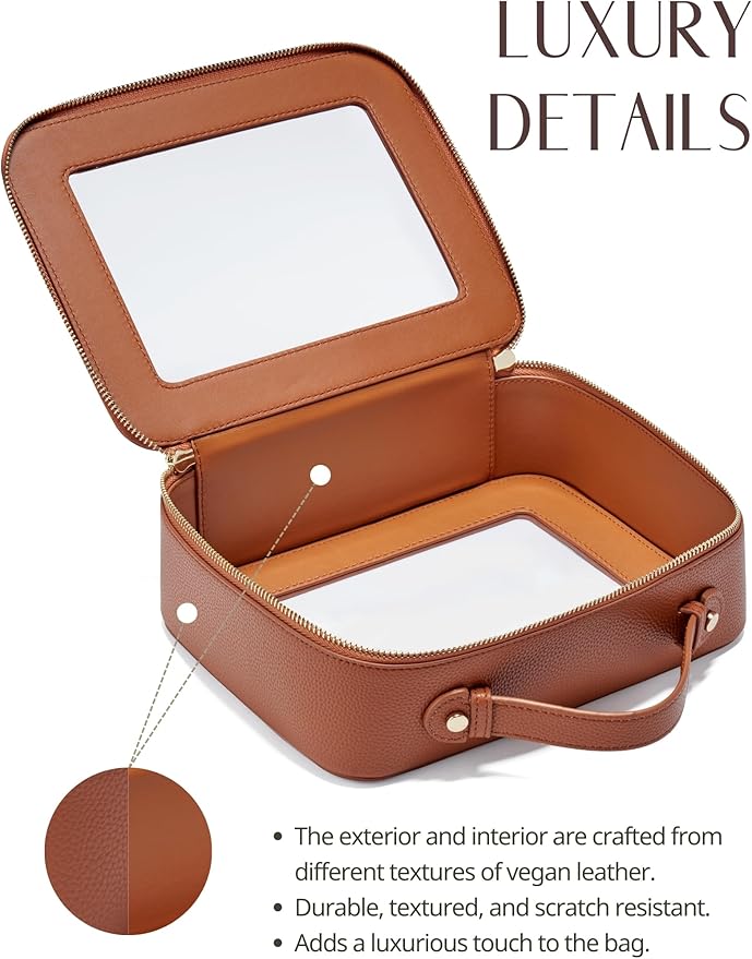 Popvibe Clear Makeup Bag Travel Cosmetic Case Transparent Toiletry Bag with Zipper, Portable Make Up Organizer Traveling Compact Car Bag for Essentials