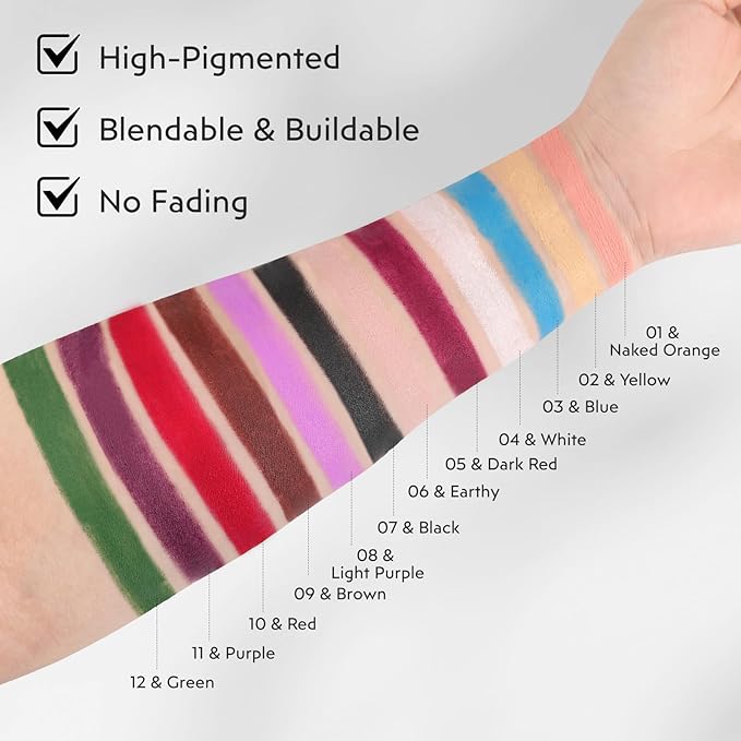 Black Face Body Paint Stick, Matte Lipstick, Football Baseball Eye Stick Pen, Long Lasting Makeup for Halloween Zombie Clown Vampire Skeleton Skull Joker Cosplay